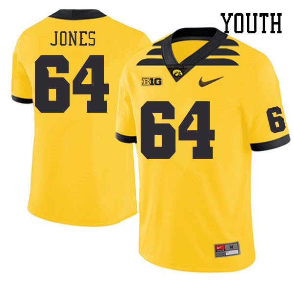 Youth #64 Leighton Jones Iowa Hawkeyes College Football Jerseys Stitched Sale-Gold